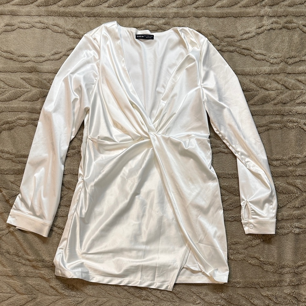 SHEIN Cream Long Sleeve Dress
